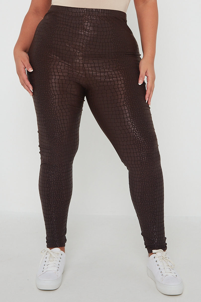 Croc Leather Look Legging in polyester elastane blend.