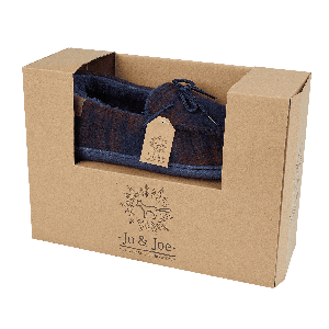 Mens St Aubin Gift Boxed Slippers in tartan moccasin design with fleecy lining.