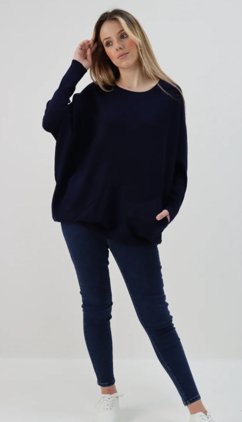 Lace Back Batwing Jumper - Stylish Italian Knitwear