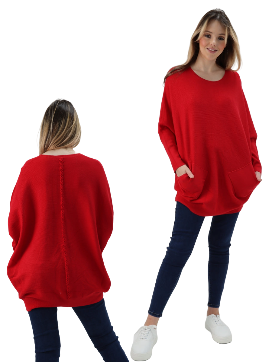 Lace Back Batwing Jumper - Stylish Italian Knitwear