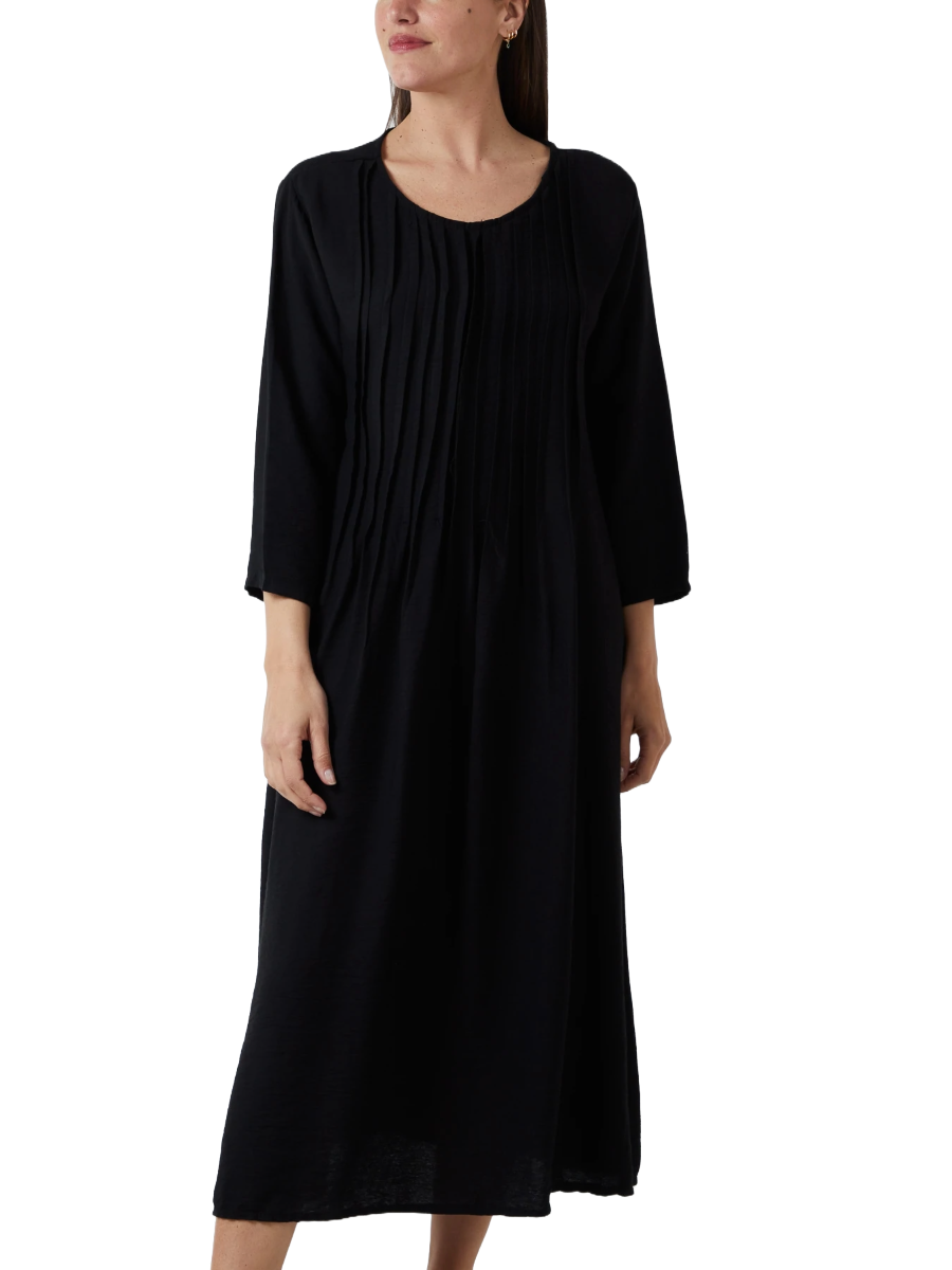 Pin-tuck Bodice Cotton Dress, versatile casual or occasion wear.