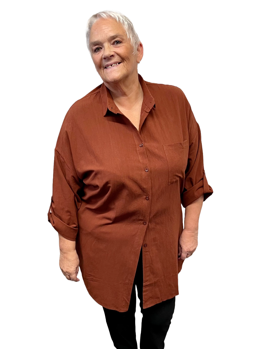 Plain Thick Longline Shirt, 100% Polyester, stylish design.