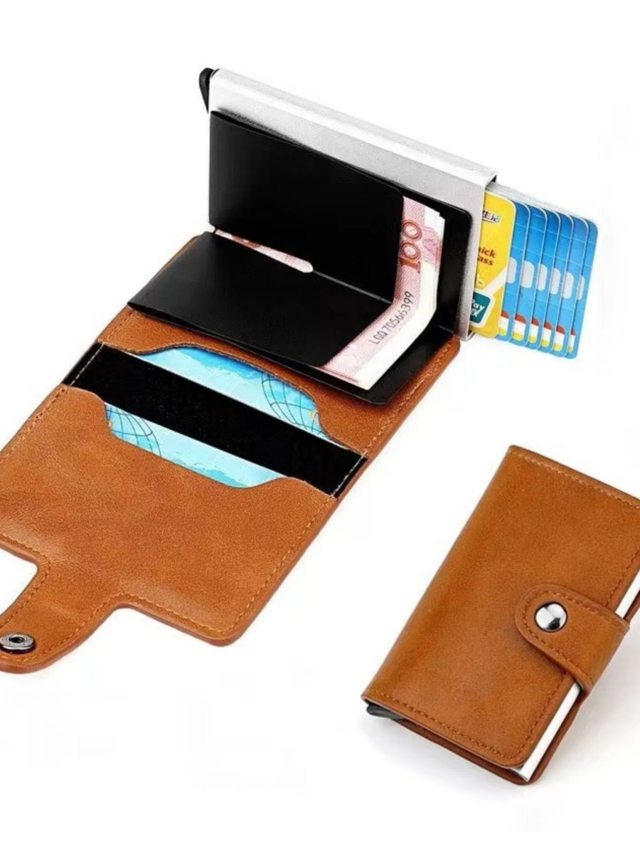RFID Card Holder - Metal Case For Cards, Push Up Mechanism