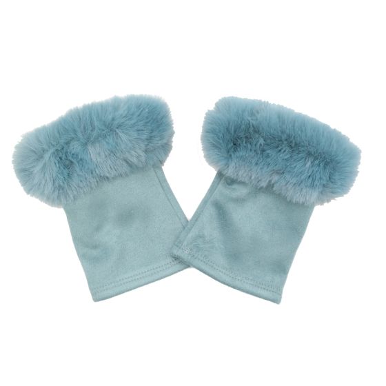 Fingerless Gloves with a Soft Fluffy Faux Fur Cuff on display