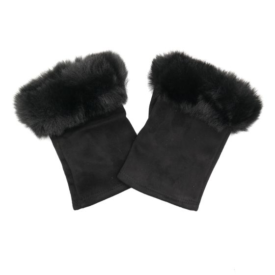 Fingerless Gloves with a Soft Fluffy Faux Fur Cuff on display