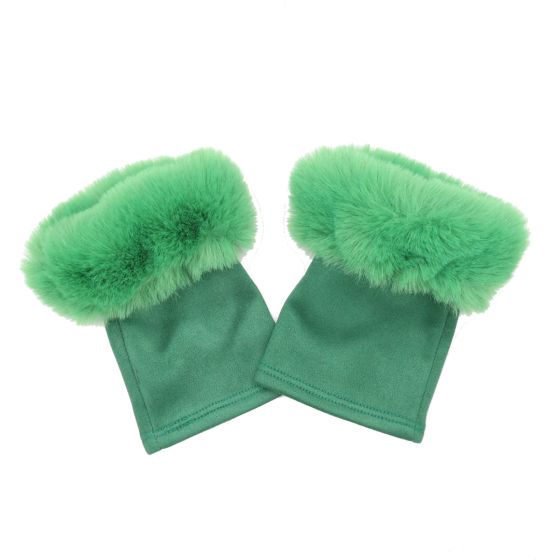 Fingerless Gloves with a Soft Fluffy Faux Fur Cuff on display