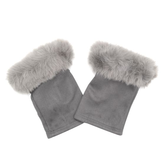 Fingerless Gloves with a Soft Fluffy Faux Fur Cuff on display