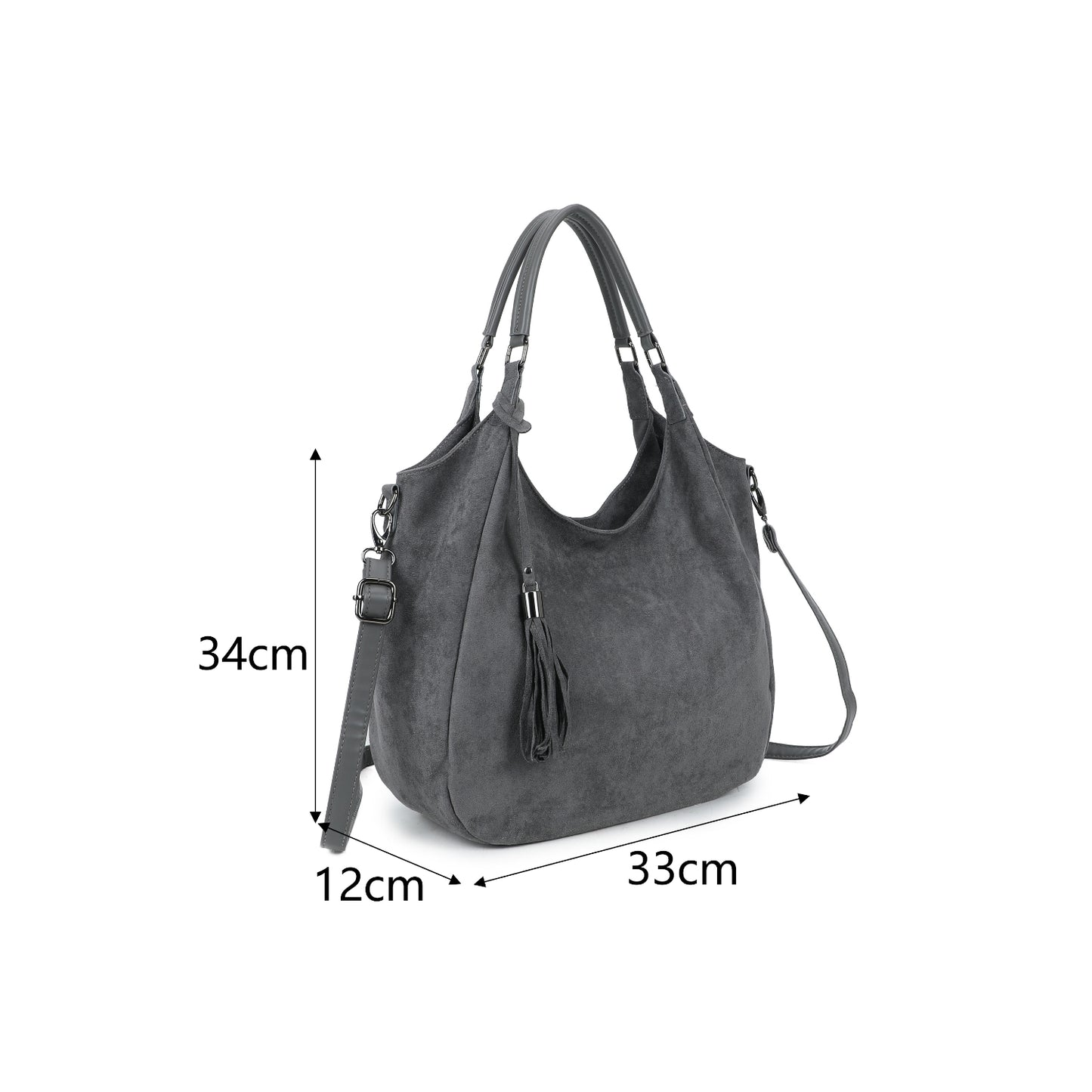 Suede Effect Shoulder Tassel Bag