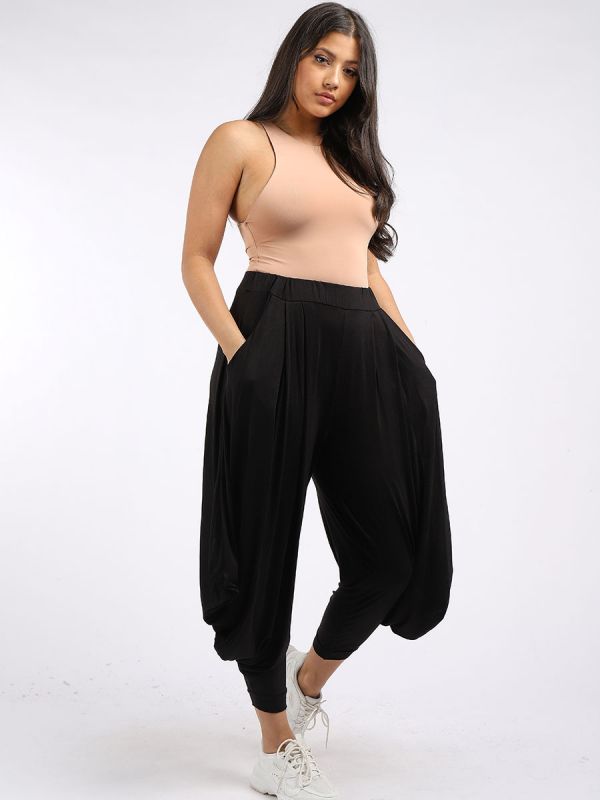 Italian Jersey Harem Pants with Elasticated Waist and Side Pockets