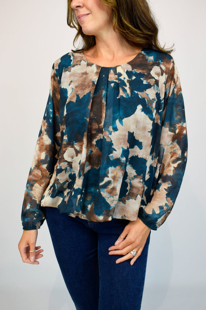 Colour Spill Bubble Hem Top - Fully lined and long sleeves