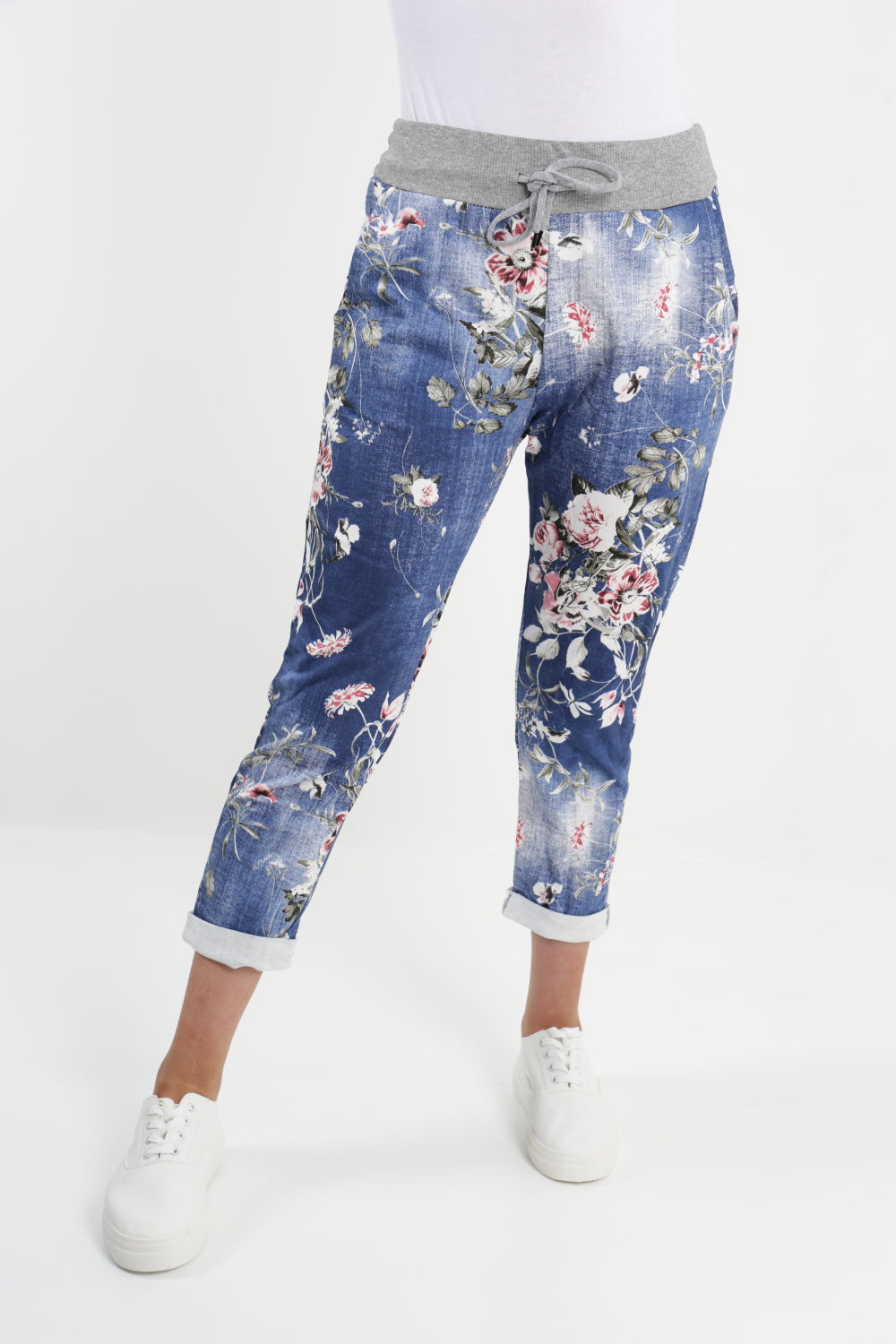 Cotton Trouser - Floral with a soft jersey waistband