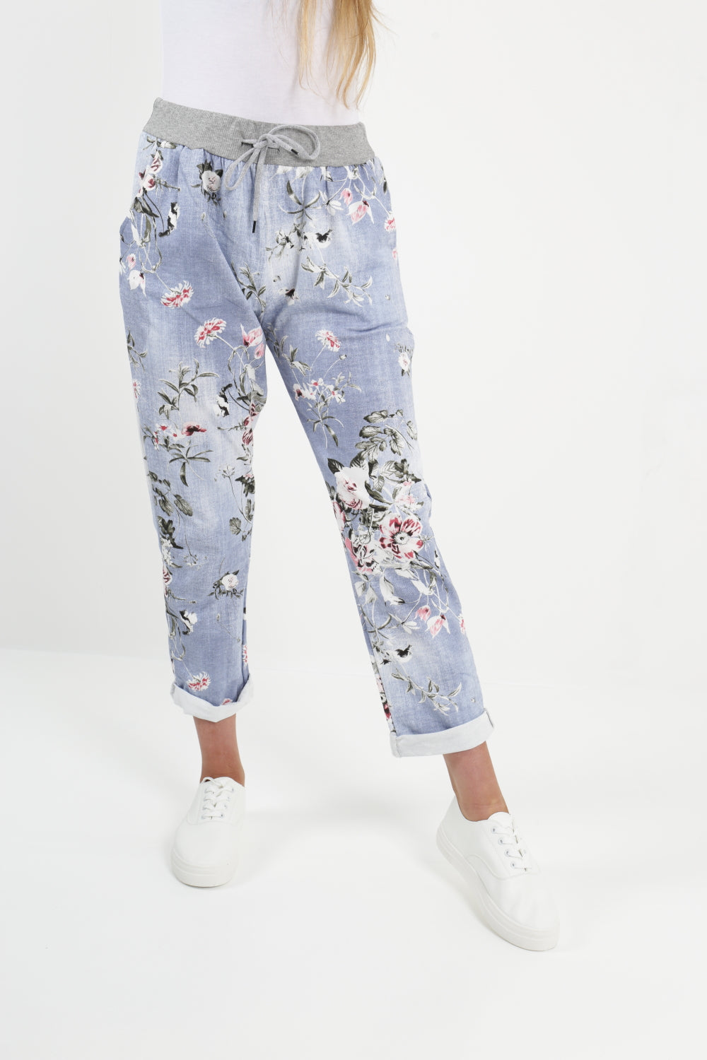 Cotton Trouser - Floral with a soft jersey waistband