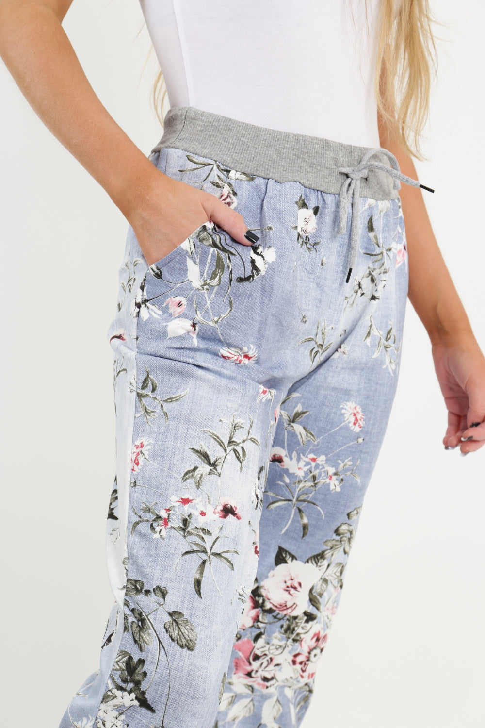 Cotton Trouser - Floral with a soft jersey waistband