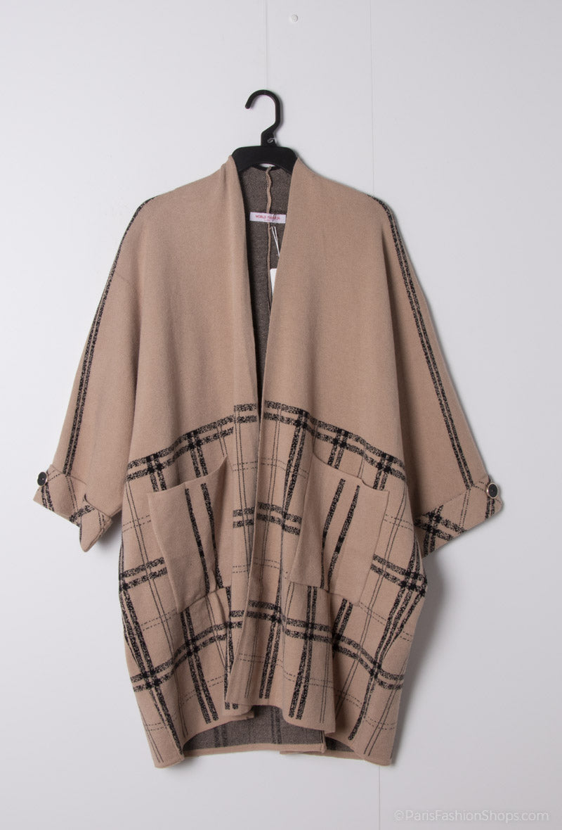 Checks Detail Knitted Jacket - Luxurious Fashion Statement