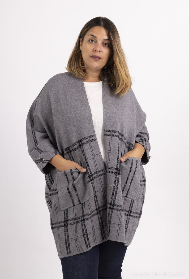 Checks Detail Knitted Jacket - Luxurious Fashion Statement