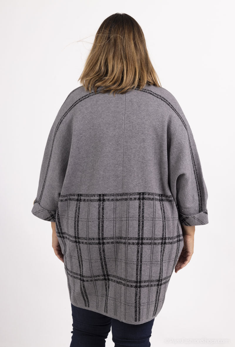 Checks Detail Knitted Jacket - Luxurious Fashion Statement