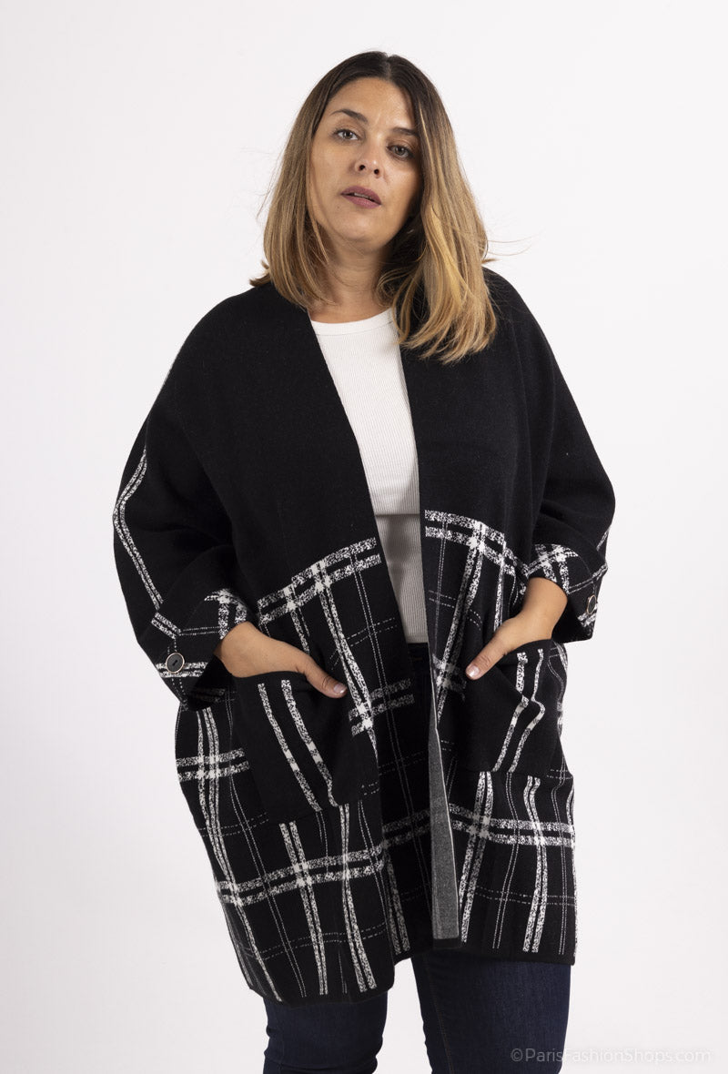 Checks Detail Knitted Jacket - Luxurious Fashion Statement