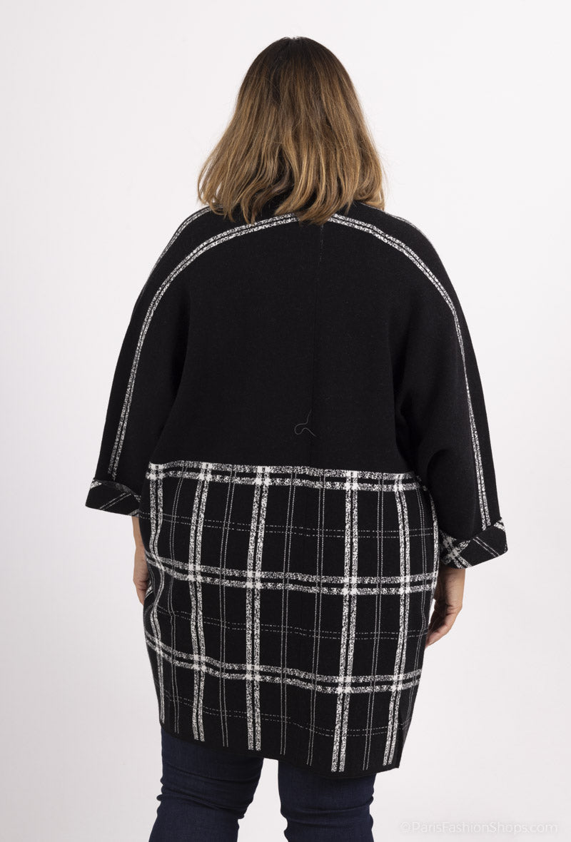 Checks Detail Knitted Jacket - Luxurious Fashion Statement