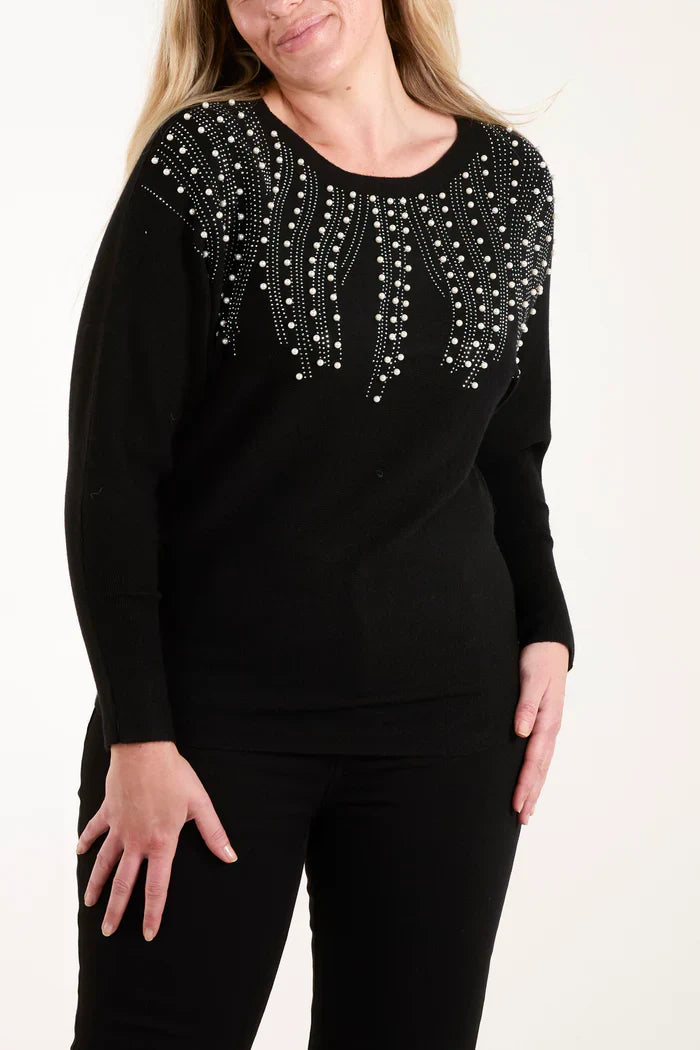 Embellished Pearl Jumper - Elegant Winter Wear Online