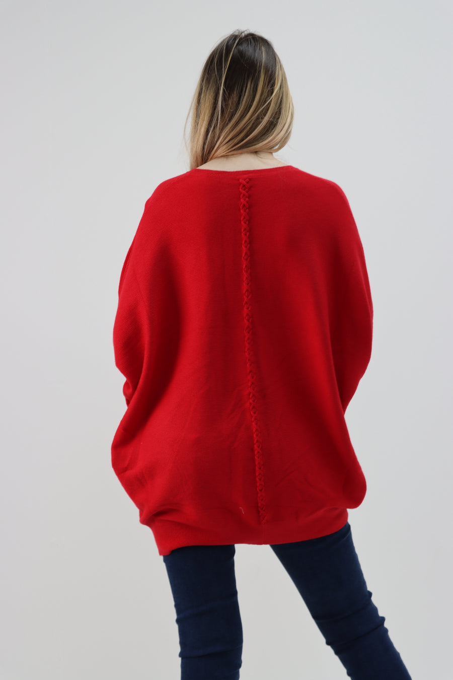 Lace Back Batwing Jumper - Stylish Italian Knitwear