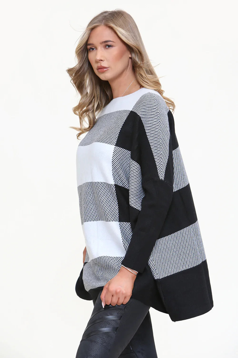 Monochrome Check Jumper - Stylish & Warm Wool Blend