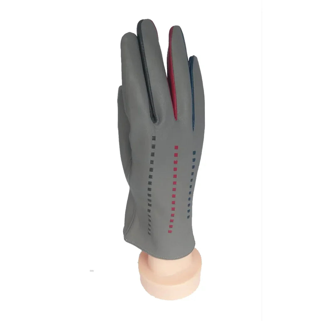 Real Leather Stitch Gloves - Stylish Contrast Detail Gift