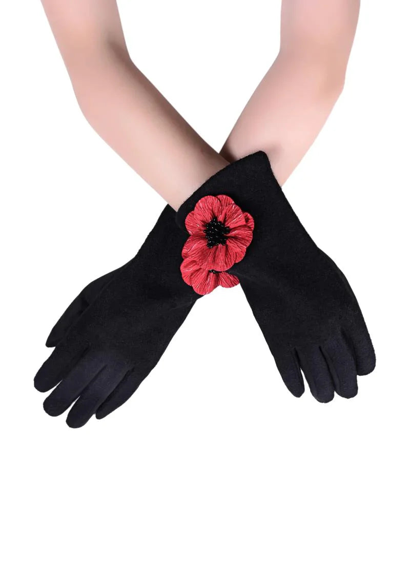 Poppy Gloves with 3D Poppy Accent - 2 Colour Options