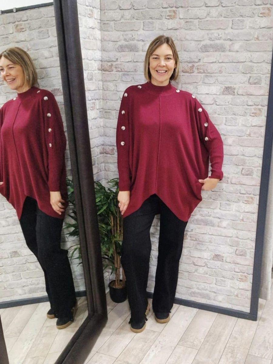 Side Button Turtleneck Cashmere Jumper