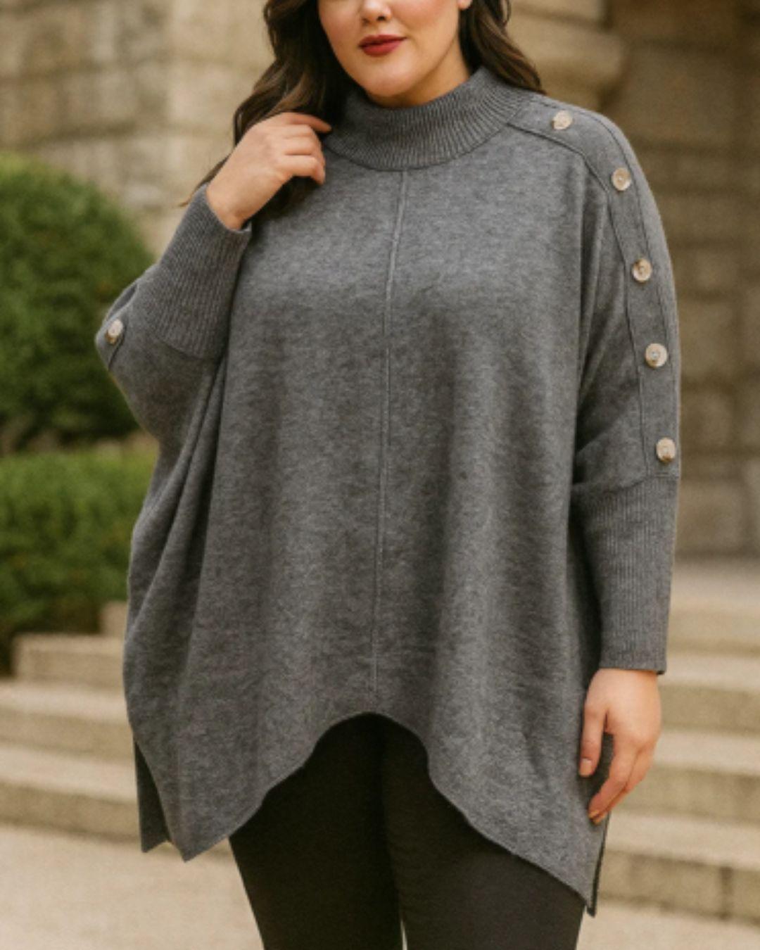 Side Button Turtleneck Cashmere Jumper