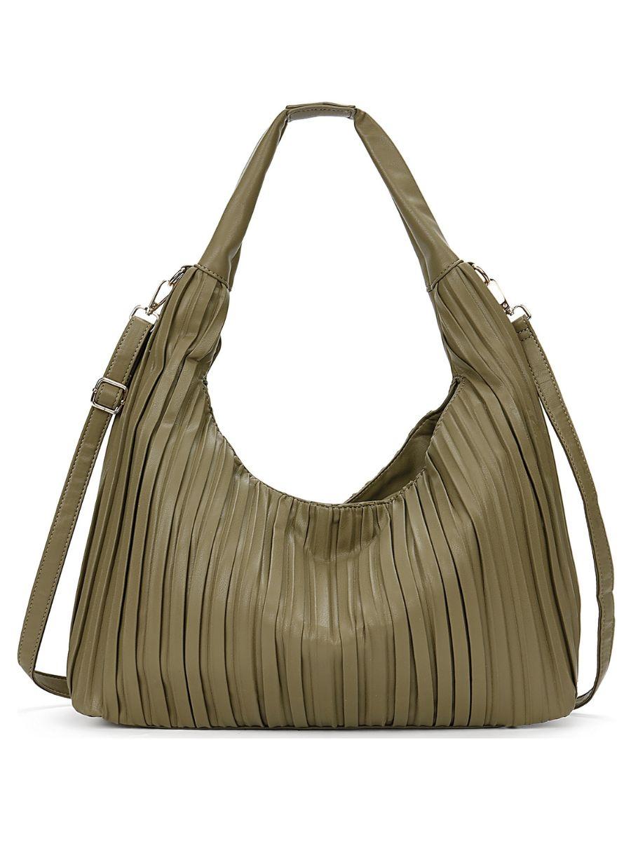 Pleated Shoulder Hobo Bag