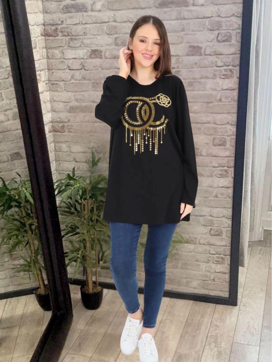 Gold Stud Drip Print T-Shirt