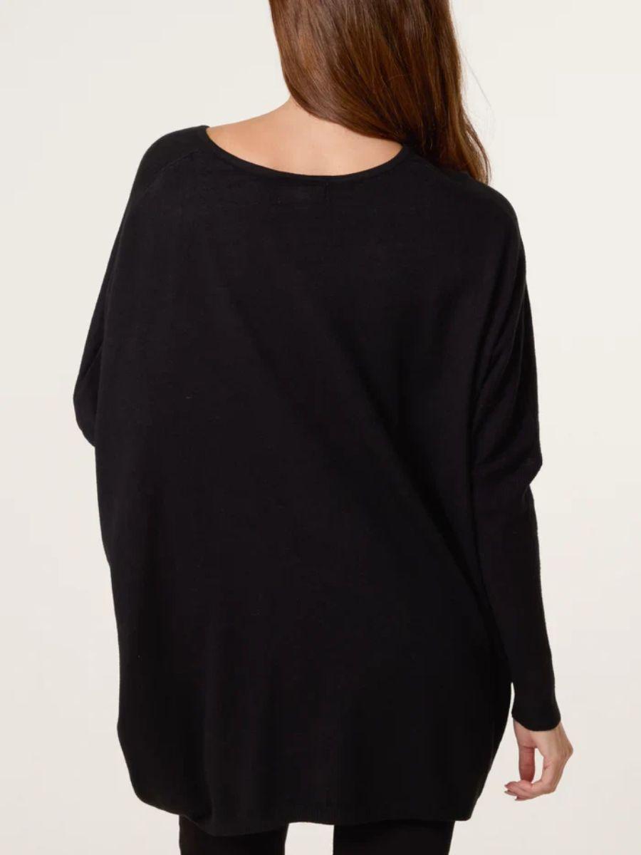 Diamante Heart Batwing Jumper