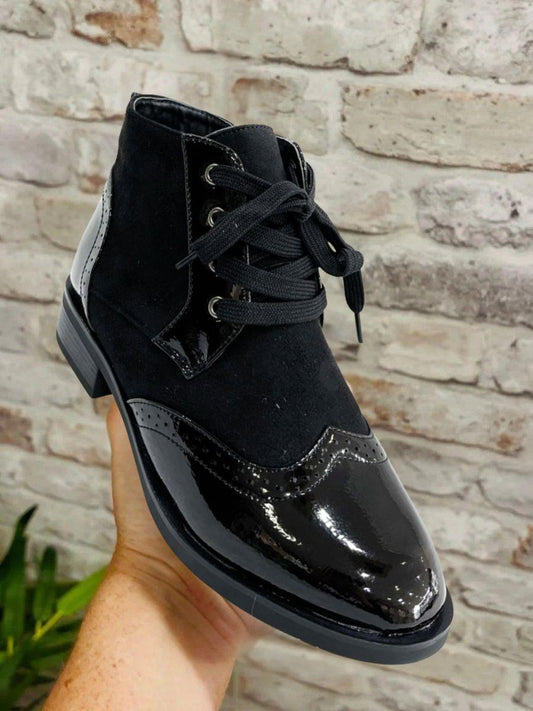Patent Leather Lace up Boot