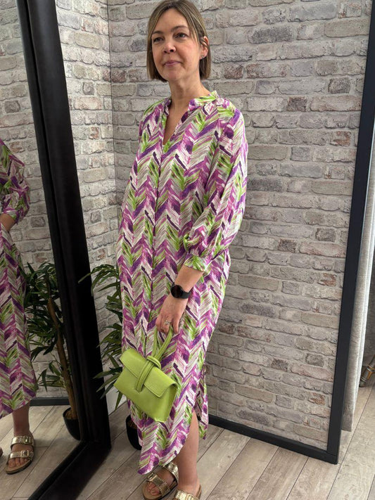 Italian Cotton Geo Shirt Dress - Made from 100% Cotton