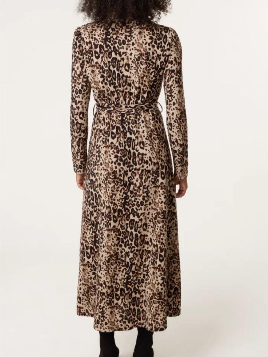 Animal Print Belted Shirt Dress