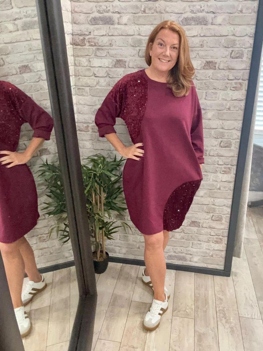 Sequin Sweater Midi Dress