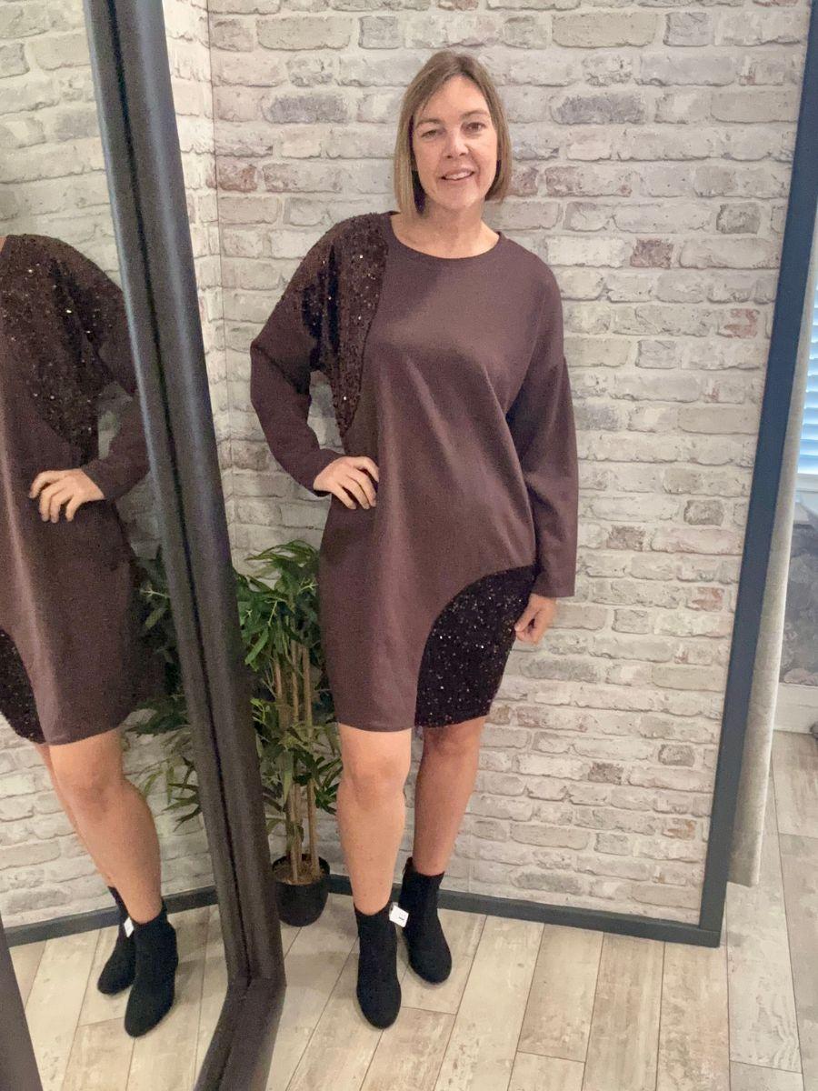 Sequin Sweater Midi Dress