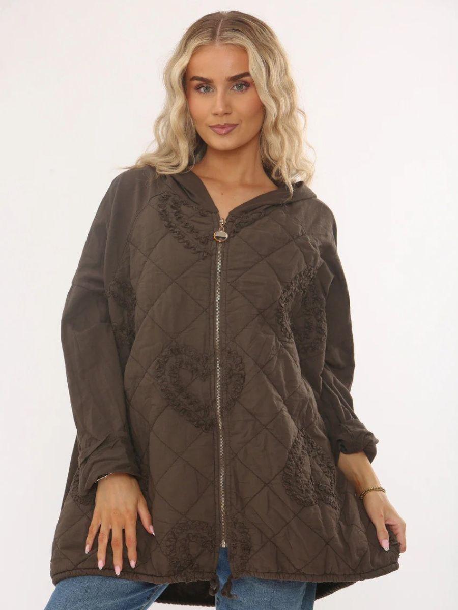 Quilted Heart Hooded Jacket