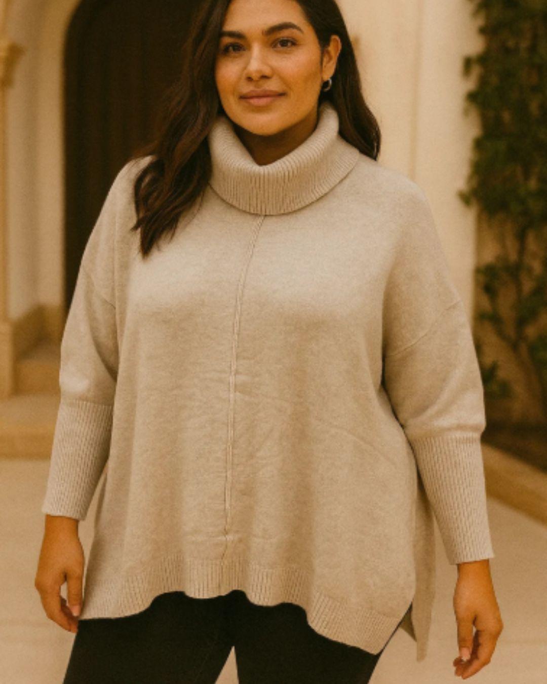 Middle Seam Cowl Neck Jumper