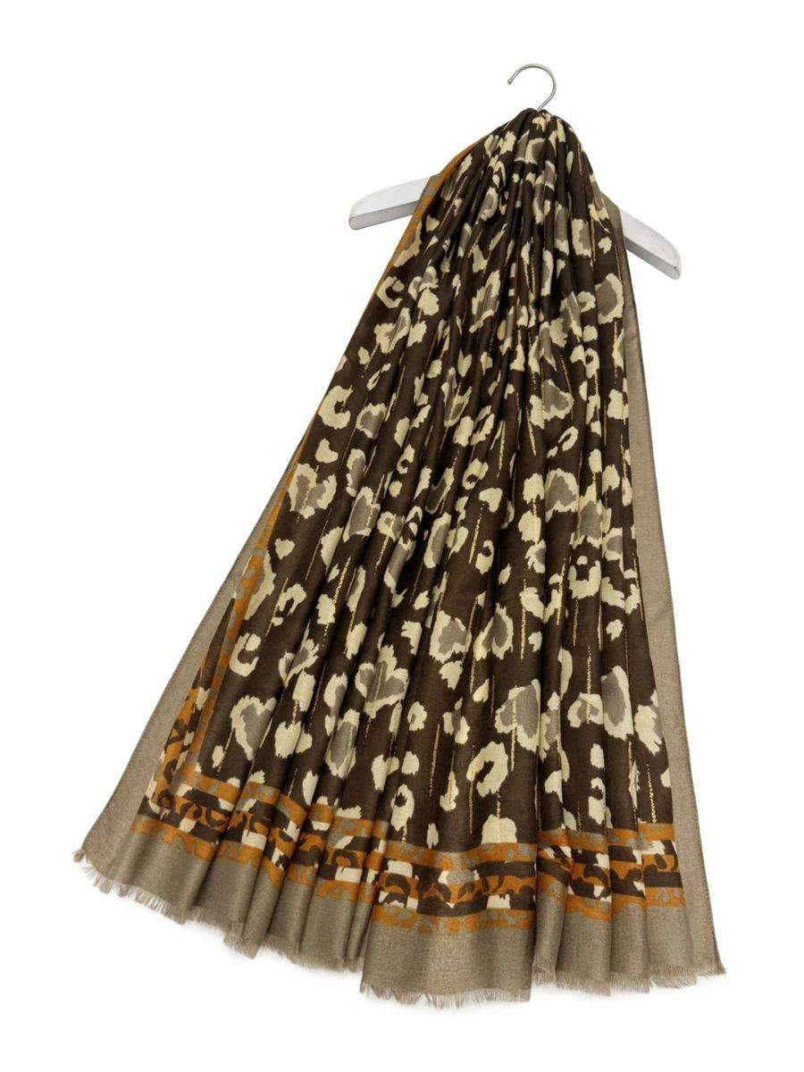 Leopard Print Heart Foiled Scarf