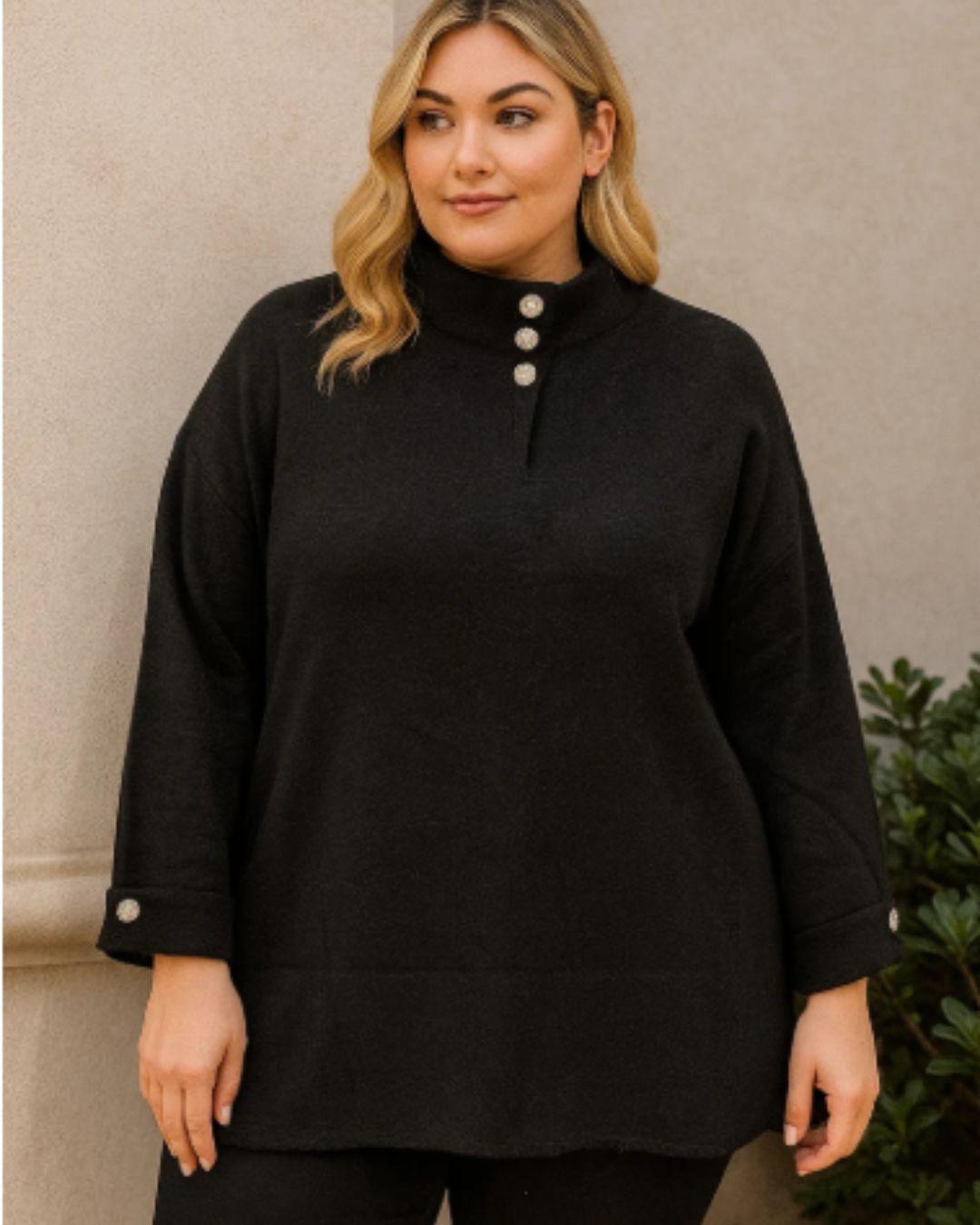 Luxury Cashmere Button Turtleneck