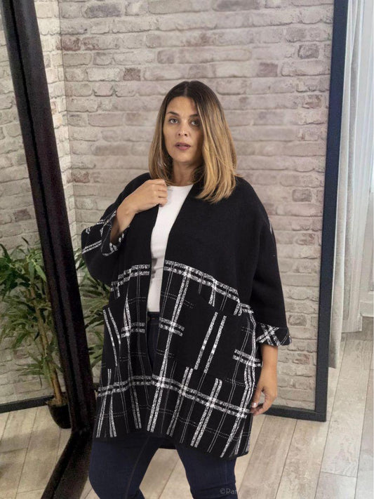 Checks Detail Knitted Jacket
