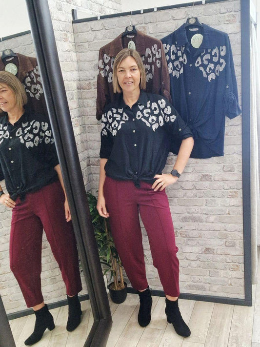 Leopard Shoulder Detail Shirt