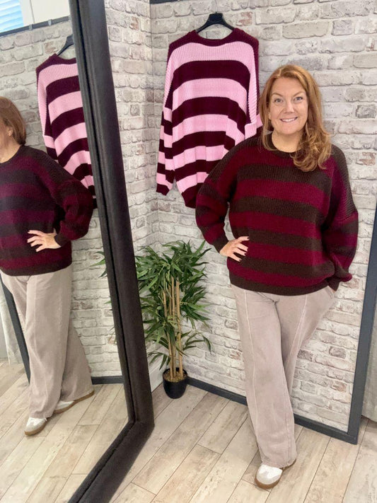 Stripe Round Neck Slouch Jumper