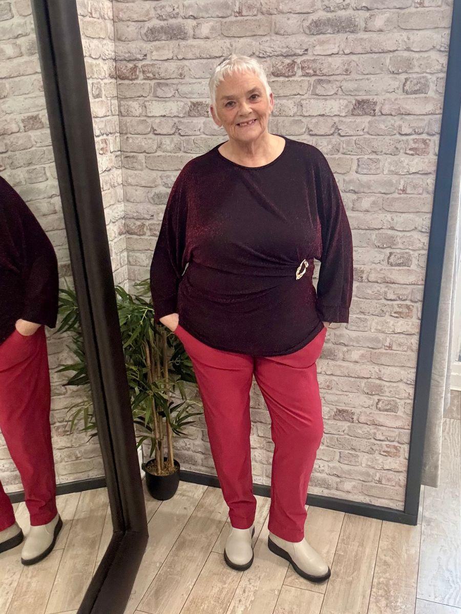 Glitter Lurex Side Gathered Top