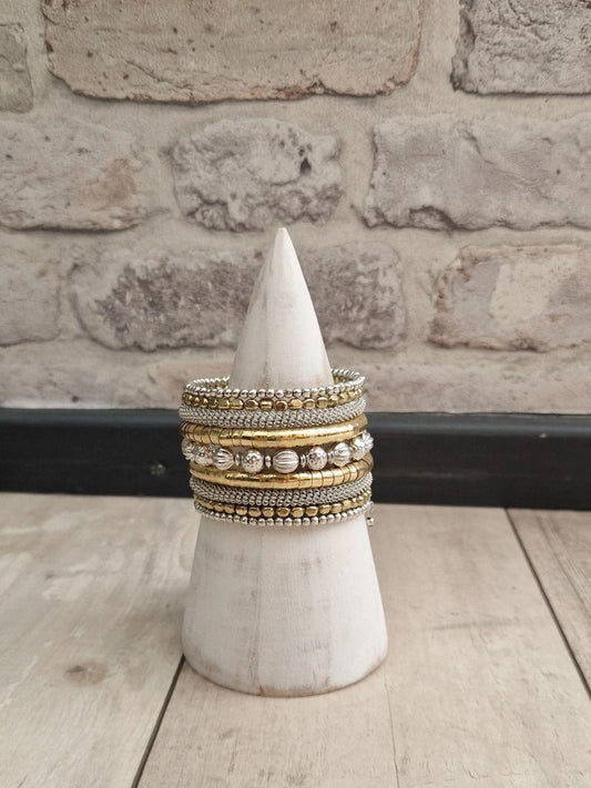 Metallic Bead Spiral Bracelet