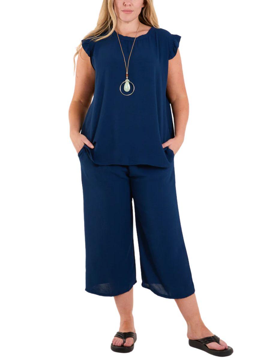 Frill Sleeve Culotte Trouser Co-Ord
