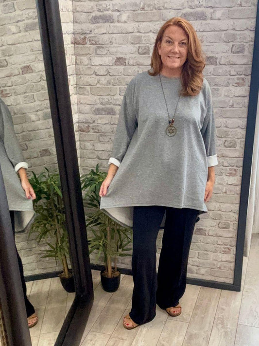 Dip Hem Soft Sweater Top - Made in Italy from a viscose fabric