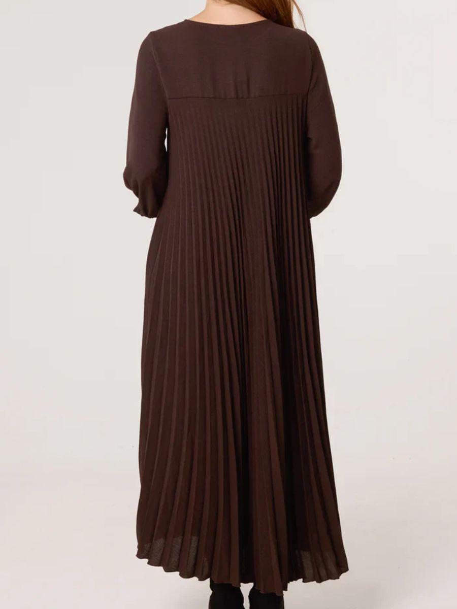 Long Sleeve Pleated Maxi Dress