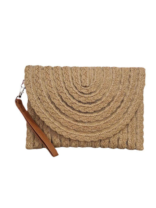 Contrast Strap Straw Bag